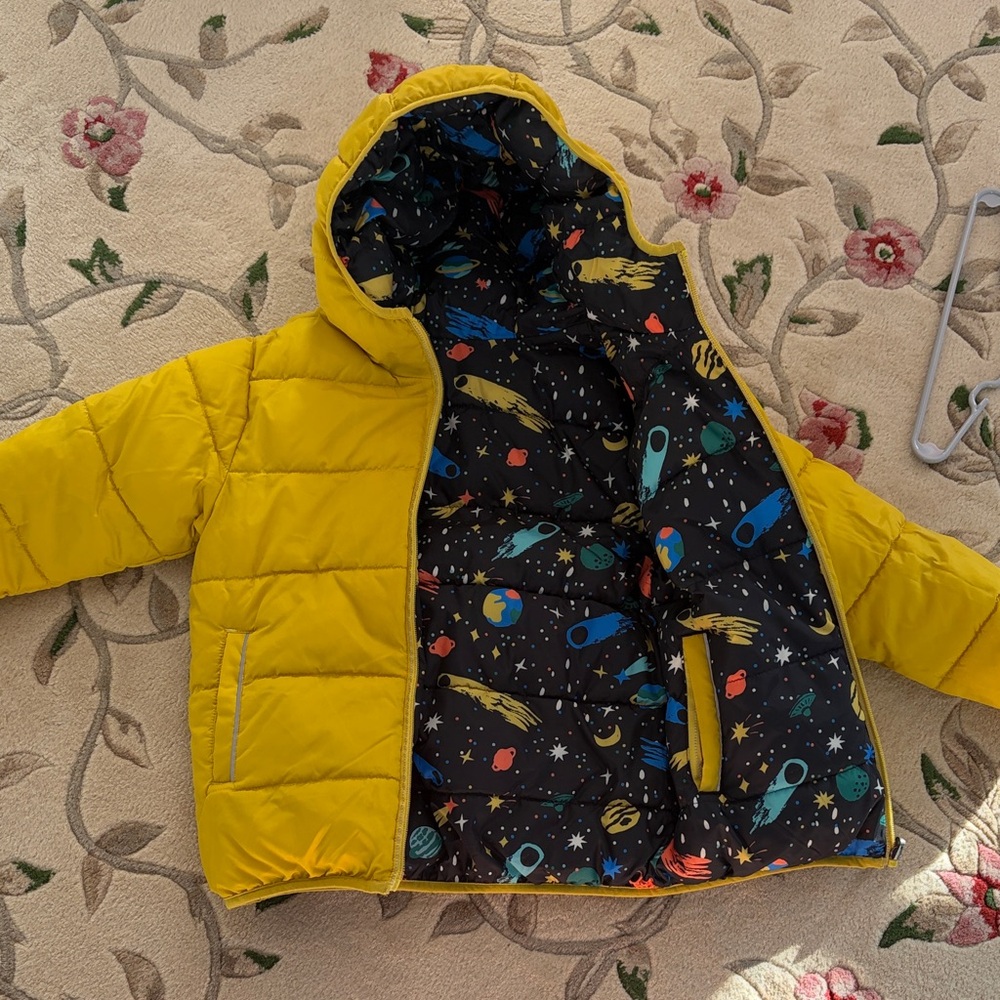Hanna andersson Recycled Reversible Puffer Jacket yellow/Space (120cm) 6-7 yrs